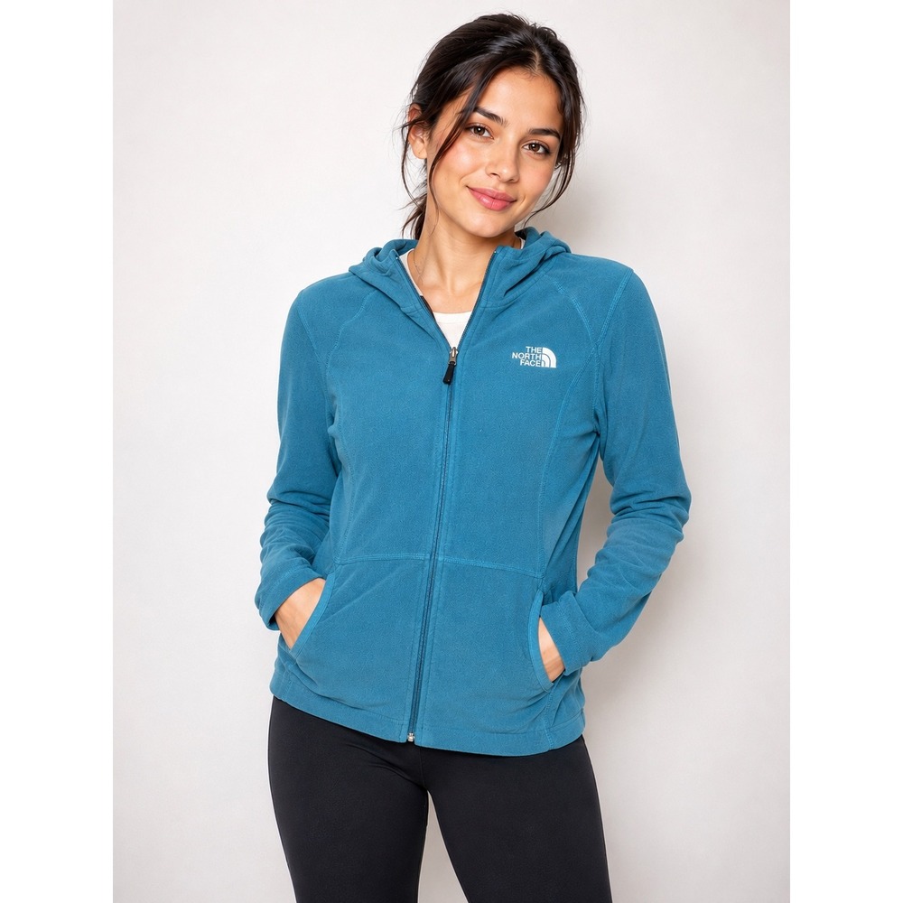 The North Face TKA 100 Hooded Fleece Jacket Women's XS Blue Full Zip Hoodie
